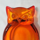 Vintage Mcm Retro Viking Glass Orange Owl Art Ashtray Trinket Dish Ash Tray Vtg