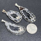 Oco Geode Druzy With Tourmaline Crystal Point Pendant  silver Plated  Wholesale