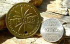 2 Old  Slot Machine Slot Award Tokens - 37 50 Jackpot Buckley   Mills Gold Award