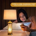 2 Pack Gold Table Lamps  3 Color Temperature  Dual Lights Nightstand Lamp Set