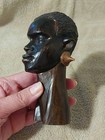 Vintage Ebony Wood Sculpture African Head Hand-carved Tribal Statue 5    Lunda