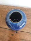 Vintage Mid Century Japanese Cobalt Brush Glazed Vases  pair 