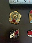 Vintage Hammer   Sickle Spacecraft Space Rocket Russian Pin Badge Lot