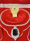 Emerald Jewelry Set Necklace Earrings 925 Sterling Silver Luxury Gift
