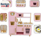 Kitchen Playset For Kids Ages 3-8  Wooden Pretend Play Kitchen  Including Teleph