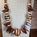 Vintage Ethnic Boho Tribal Wooden Bead  Necklace Handcrafted Artisan Made 25   
