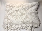 Vtg Handmade Crochet Blanket Heavy Lace Throw Afghan Twin Bedspread Cream 83x67