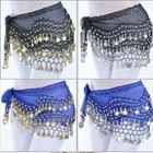 Us Women Lady Belly Dance Hip Skirt Scarf Wrap Belt Hipscarf Gold silver Coins
