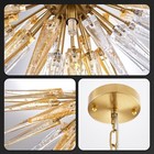 Blown Glass Sputnik Chandelier Antique Brass Murano Crystal Light Fixture Dining
