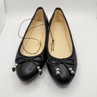 Nine West Black Ballet Flats Bow Silver Bead Accent Wndesah3 Womens Size 7 New