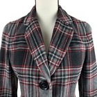 Talbots Women s Blazer Jacket Size 8 Gray Black Plaid Wool Blend Button Front