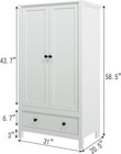 2 Door Wardrobe  Armoire With Drawer For Bedroom  white 