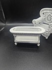 Vintage White Wire Wicker Dollhouse Miniature Chair   Coffee Table 