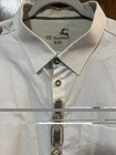 Os Trachten Men s Cotton Woven Button-up Shirt White 51 52 Embroidered Buckle