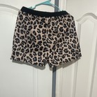 Cuddl Duds Softwear W  Stretch Leopard Print Sleep Shorts S Beige black Pull-on