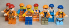 Set Of 8 Custom Lego Urban City Construction Worker Hard Hat Orange Minifigures