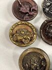 9 Antique Metal Floral Flowers Buttons Brass Cut Steel Beautiful Lot 