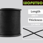 1 4   500  Black Polyester Solid Braid Rope