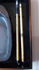 Antique Japanese Calligraphy Set Inkstone Brushes Wood Box Family Heirloom 548
