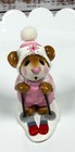 Vintage Wee Forest Folk Pink Girl Skier Mouse Figurine Pom Hat 1979 Ms 09 Flaw