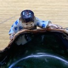 Japanese Sumida Gawa Pottery Bowl Character Peeking Over
