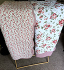 Handmade Floral Throw Quilts Lot Of 2 Vintage Rose Pattern Amish Menmonite Style