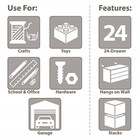 Akro-mils 24 Drawer 10124  Plastic Parts Storage Hardware And Craft Cabinet  W X