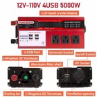 Car Power Inverter 5000w Dc 12v To Ac 110v Pure Sine Wave Solar Converter 4 Usb