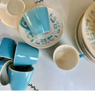 6 Person Setting Of Blue Heaven By Royal Oak- Mid Century Atomic Dinnerware