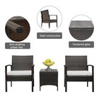 3 Pcs Outdoor Patio Rattan Wicker Couch Sofa Glass Top Table Chair Furniture Set