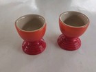Set Of 2 Le Creuset Ceramic Footed Egg Cups - Flame Orange  new 