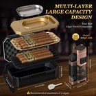 Cigar Humidor Box And Accessories Set Portable Travel Case Humidifier Hygrometer