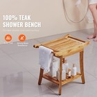 Teak Shower Bench Seat With Shelf Wood Sturdy Non-slip Stool For Inside Bathroom
