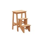 Wood Folding Step Stool 3-step Strong Secure Latch Durable Decorative Home Use