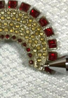 Vintage Apex Art Silver Tone Metal Red Rhinestone Art Deco Lapel Pin Brooch