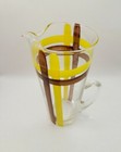 Vintage Mcm Handpainted Yellow Brown Glass Martini Cocktail Barware Pitcher 