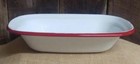New Farmhouse Enamelware Baking Dish White Red Retro Vintage Style Enamel 10  W