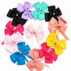 12 Pack Girls Large Hair Bow Clip Rhinestone Center Grosgrain Ribbon Hair 5 