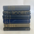 Antique Vintage Books Lot Of 6 Navy Blue Gold Prop Shelf Decor Small Stack
