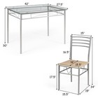 Costway 5pcs Dining Set Table 4 Chairs Kitchen Restaurant Breakfast Glass Top