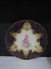 Antique Limoges French Lady Portrait Cobalt Blue Gold Gilt Porcelain 9  Plates