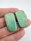 Huge Vintage Navajo Sterling Silver Royston Turquoise Slab Clip Earrings 1 3 8 