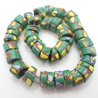 45 Pcs Matched Green Sliced Venetian Glass Millefiori Tribal Trade Beads African