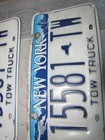New York Tow Truck License Plates Pair Towing Wrecker   15581 Tw