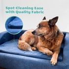 Critter Sitters 36  Microfiber Blue Rectangular Elevated Dog Couch For Medium Do