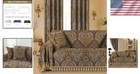 Luxury Jacquard Sofa Cover With Tassels - Bronze Gold 