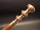 Vintage Antique Style Brass Wood Victorian Walking Stick Cane Spiral Carved 37 