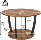 Round Coffee Table 2-tier Circle Coffee Table With Storage Shelf wooden Center T