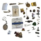 Vintage Grandpa Men   s Mixed Junk Drawer Estate Lot Pins Clips Key Chains Buckle