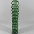 Vintage Green Ribbed Glass Bottle Vase 12 5    Tall     Mid Century Decorative Retro